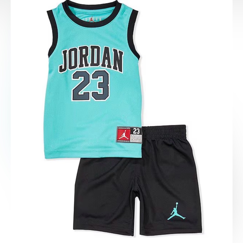 Jordan Teal & Black Kids' 23 Mesh Tank and Shorts Set